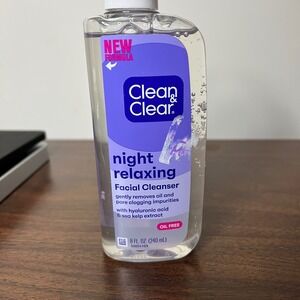 Clean & Clear Night Relaxing Facial Cleanser Hyaluronic Acid Sea Kelp 8oz 240ml